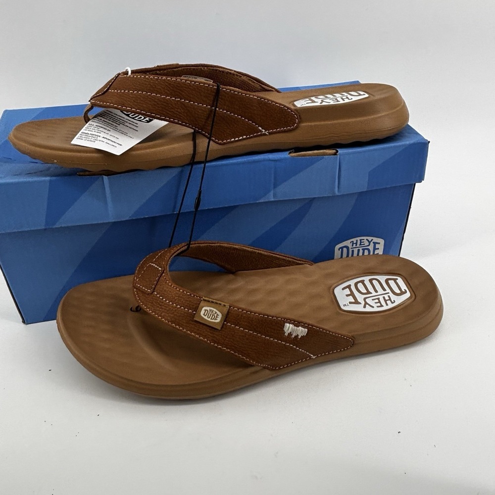 Hey Dude Women's Christi Flip Flop Cognac 10 New With Tags & Box UK8 EU 40 - Picture 4 of 7